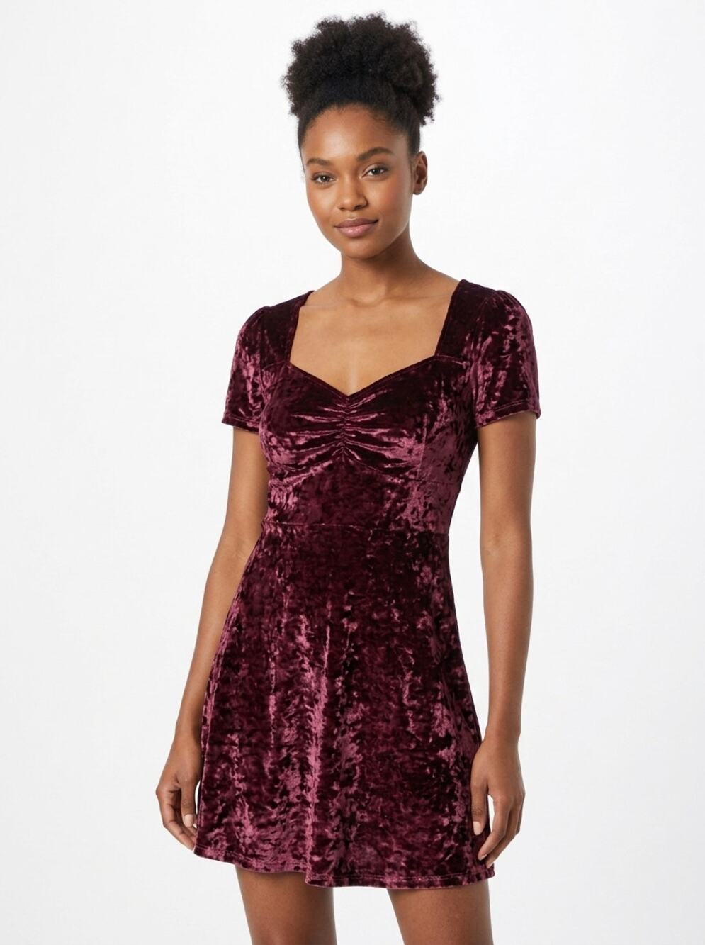 Urban Outfitters Made in USA A-Line Mini Ruched Velvet Dress Women Size S